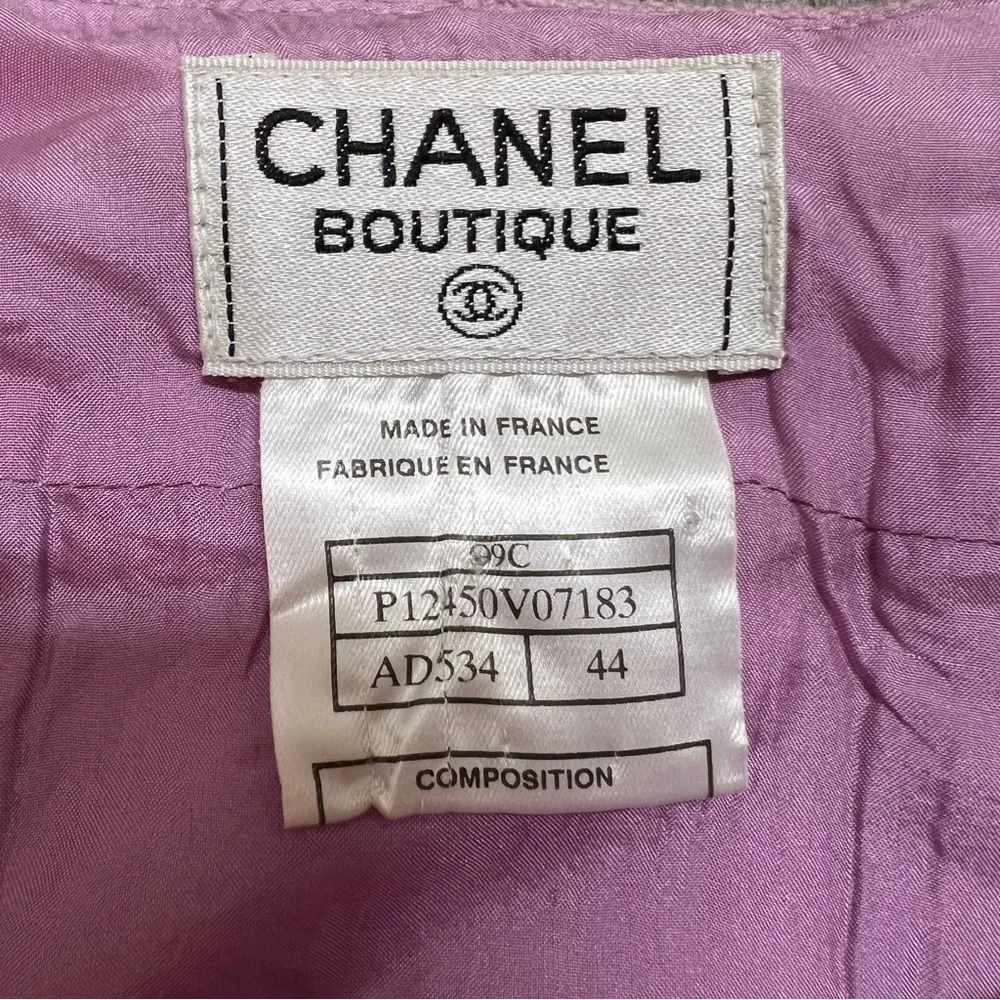 CHANEL Boutique Vtg 90s Pink Tweed Boucle Wool Midi Pencil Skirt Made France XL